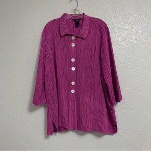 Ali Miles Blouse Top Womens XL Wired Collar Button Front Tunic Abstract Lines